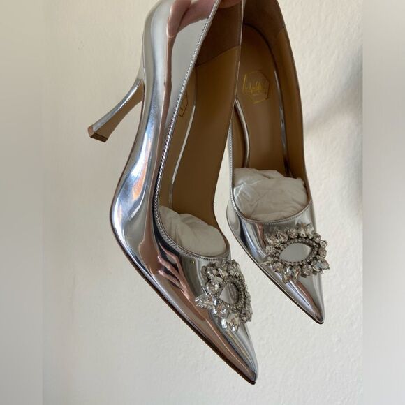 Nalebe Lirum By Amina Means Mirror Silver Pumps Crystals Size 7 - Picture 9 of 15